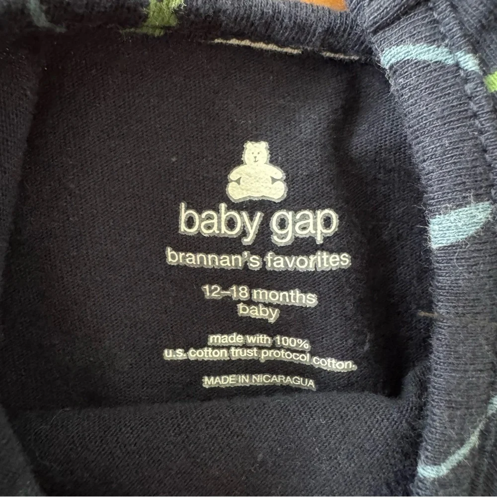 GAP Baby Navy Butterflies Print 100% Cotton Top With Pockets 12-18M